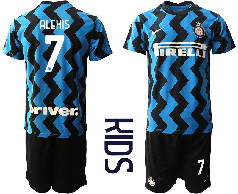 Youth 2020-2021 club Inter Milan home #7 blue Soccer Jerseys